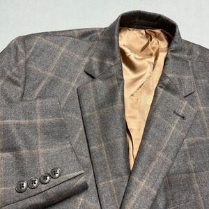 Reda Wool Super 130s Blazer Suit Jacket Sport Coat 40S Blue Gold Windowpane USA